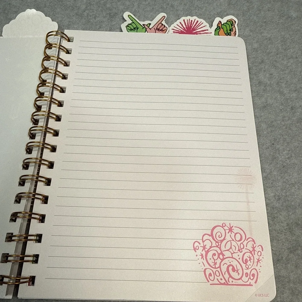 Universal Studios Wicked Glinda Spiral Notebook Tabs Journal Pink 6x9